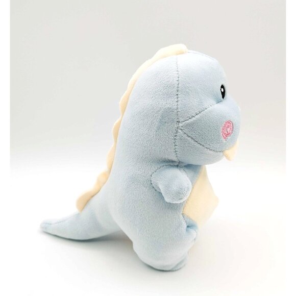 Gitzy Baby Infant Dinosaur Stuffed Animal Soft velour Plush Rattle Blue 6" - Picture 2 of 4